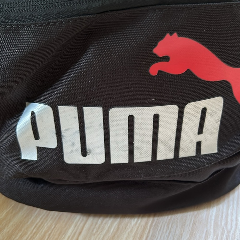 Puma backpack black red gray laptop compartment pockets, front zip pocket, logo - Picture 2 of 8
